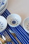 Hermia Juego de desayuno de porcelana 14 piezas blanco y azul
